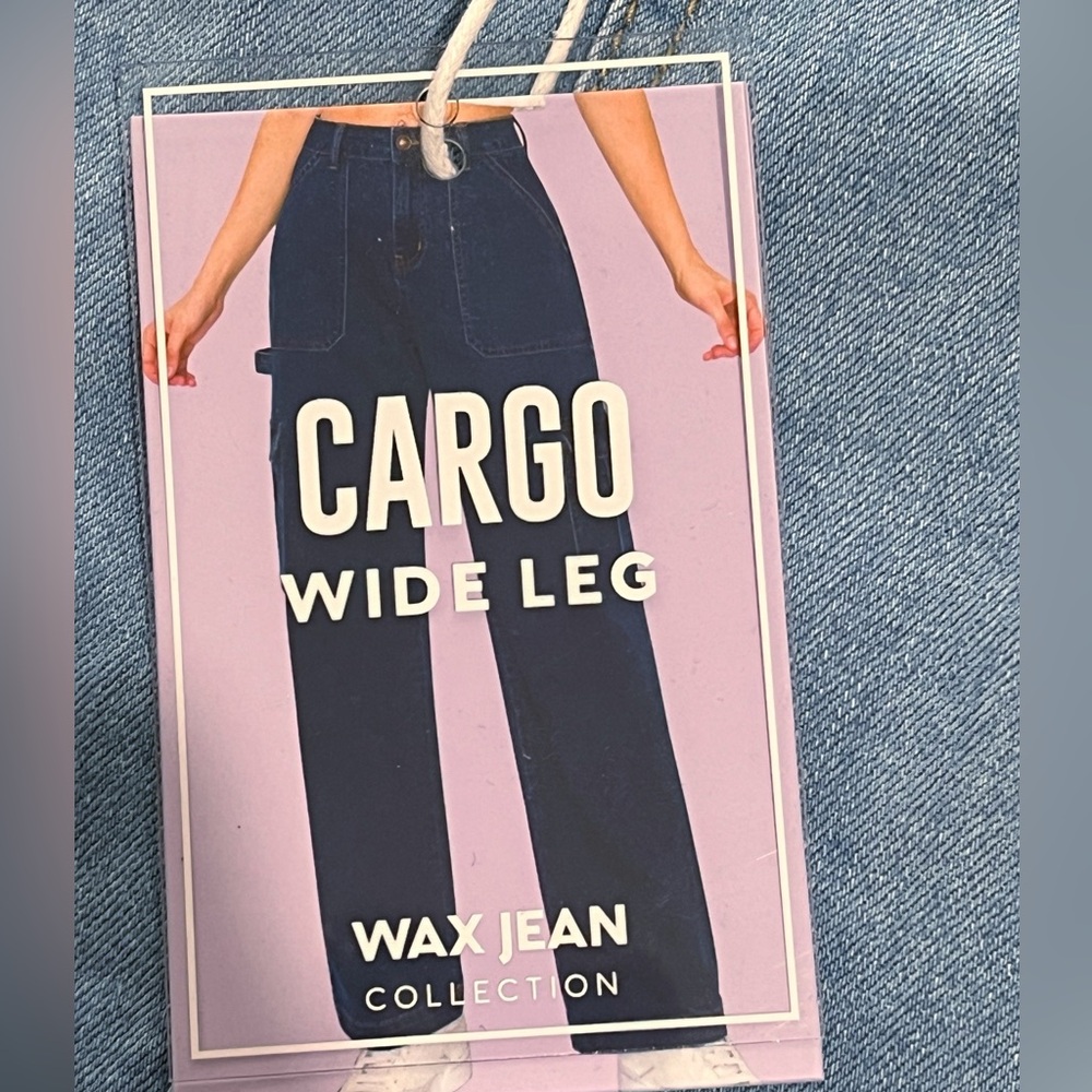 NWT! [Wax Jean] Light Wash Wide Leg Cargo Jeans Y2K Back to School Size 31 - Picture 6 of 10